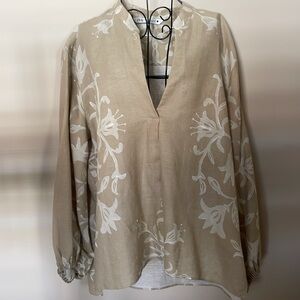 Zara Beige Floral Blouse